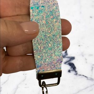 Sparkly Faux Leather Keychain